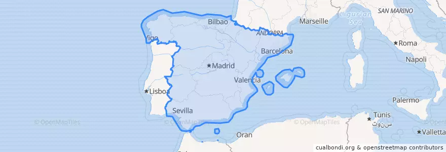 Mapa de ubicacion de Spagna.
