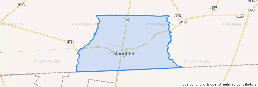 Mapa de ubicacion de Slaughter.