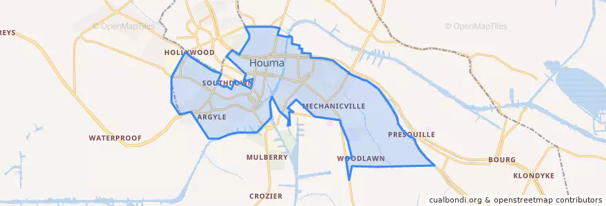 Mapa de ubicacion de Houma.