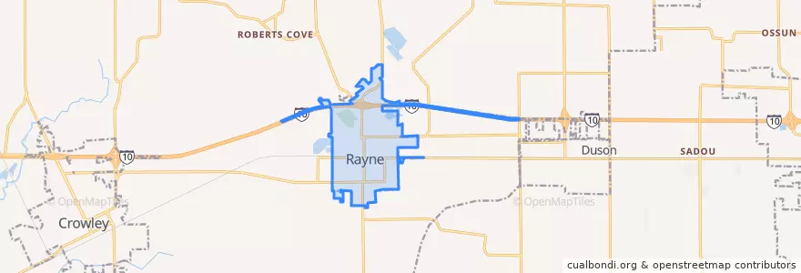 Mapa de ubicacion de Rayne.