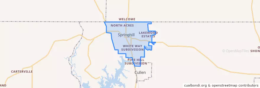 Mapa de ubicacion de Springhill.