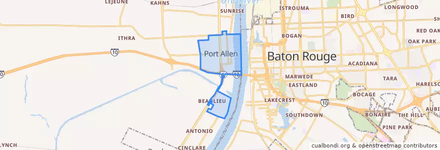 Mapa de ubicacion de Port Allen.