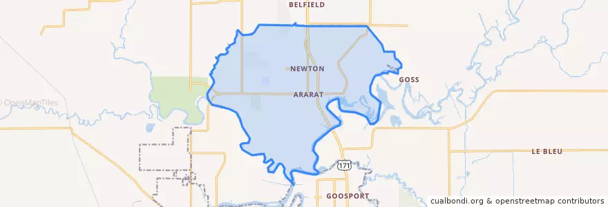 Mapa de ubicacion de Moss Bluff.