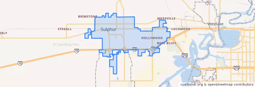 Mapa de ubicacion de Sulphur.