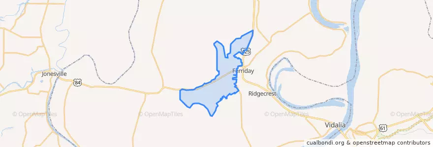 Mapa de ubicacion de West Ferriday.