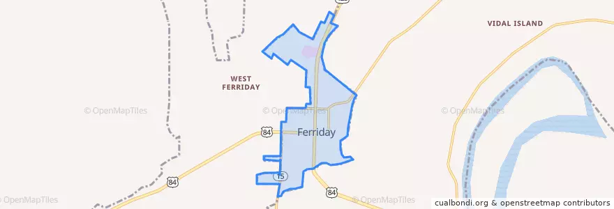 Mapa de ubicacion de Ferriday.