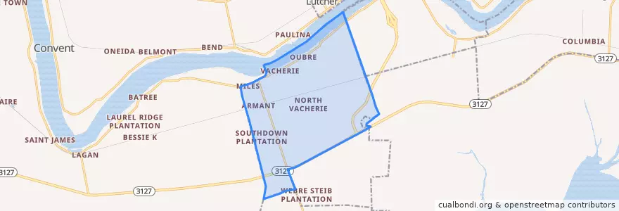 Mapa de ubicacion de North Vacherie.