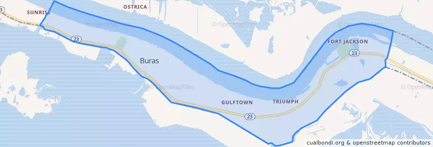 Mapa de ubicacion de Buras-Triumph.
