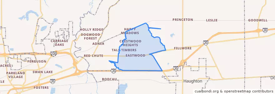 Mapa de ubicacion de Eastwood.