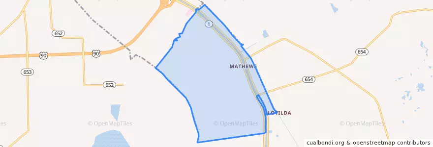 Mapa de ubicacion de Mathews.