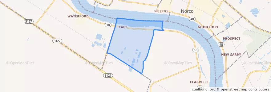 Mapa de ubicacion de Taft.