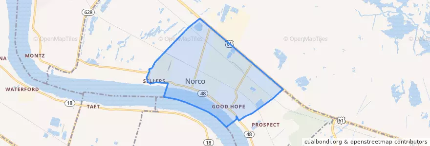 Mapa de ubicacion de Norco.