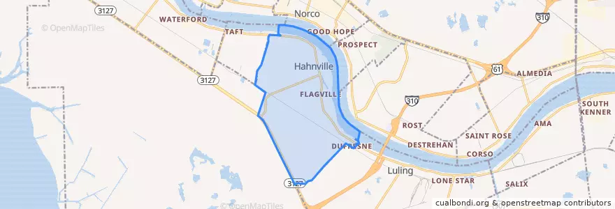 Mapa de ubicacion de Hahnville.