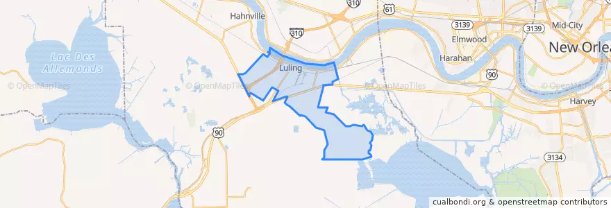 Mapa de ubicacion de Luling.