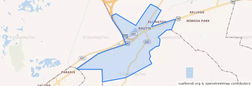 Mapa de ubicacion de Boutte.