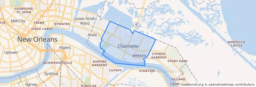 Mapa de ubicacion de Chalmette.