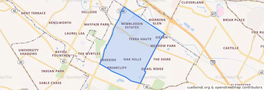 Mapa de ubicacion de Oak Hills Place.