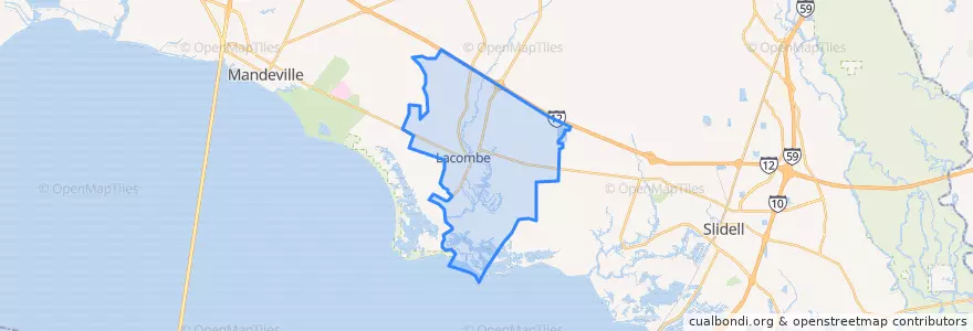 Mapa de ubicacion de Lacombe.