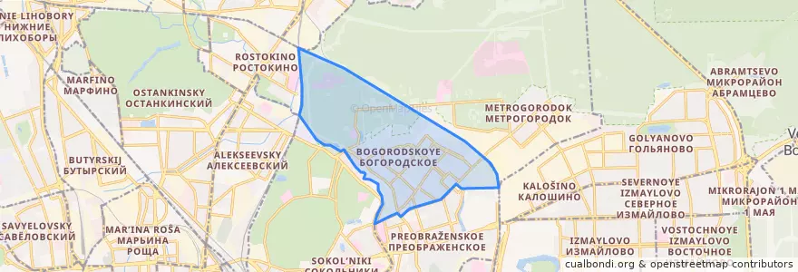 Mapa de ubicacion de район Богородское.