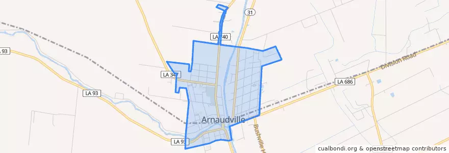 Mapa de ubicacion de Arnaudville.