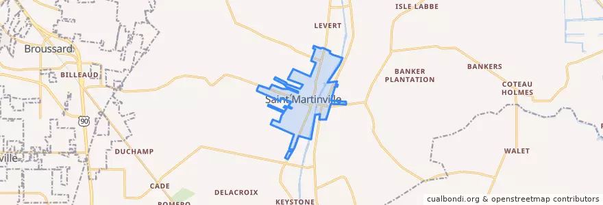 Mapa de ubicacion de St. Martinville.