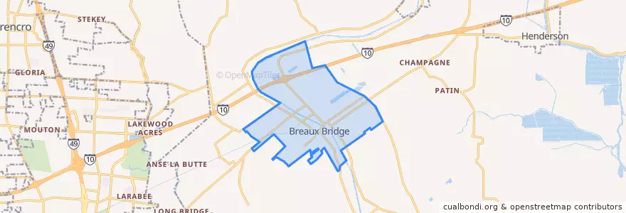 Mapa de ubicacion de Breaux Bridge.