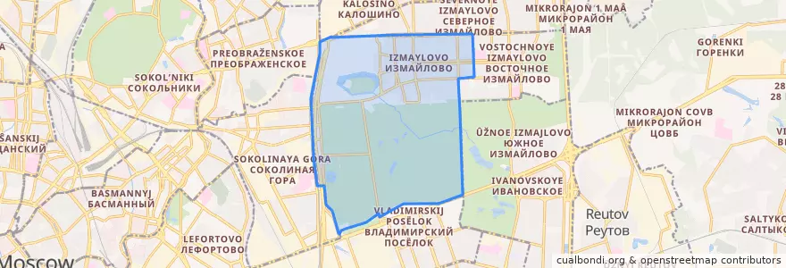 Mapa de ubicacion de Izmaylovo District.