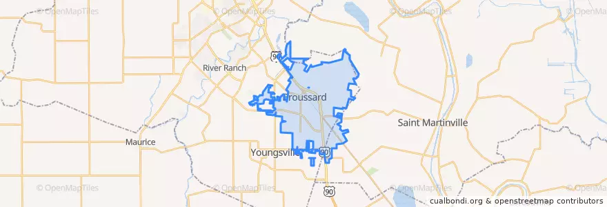 Mapa de ubicacion de Broussard.