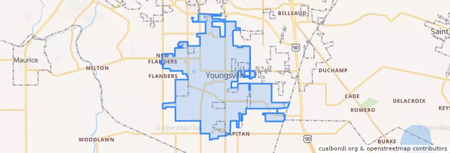 Mapa de ubicacion de Youngsville.