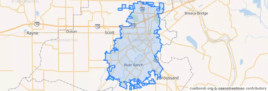 Mapa de ubicacion de Lafayette.