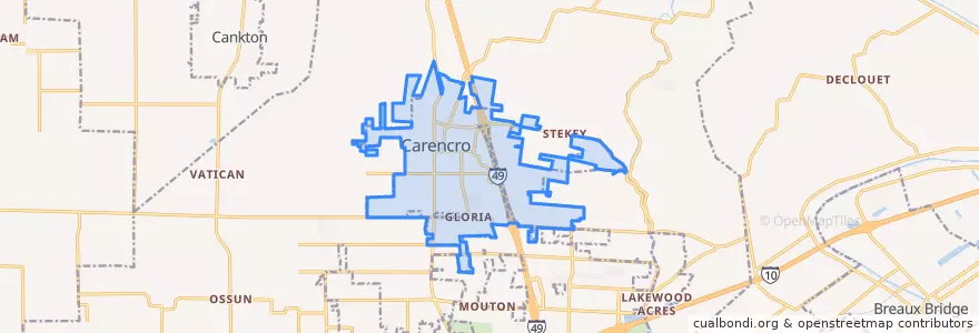 Mapa de ubicacion de Carencro.