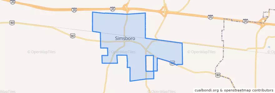Mapa de ubicacion de Simsboro.