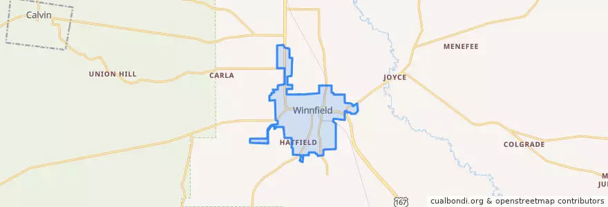 Mapa de ubicacion de Winnfield.