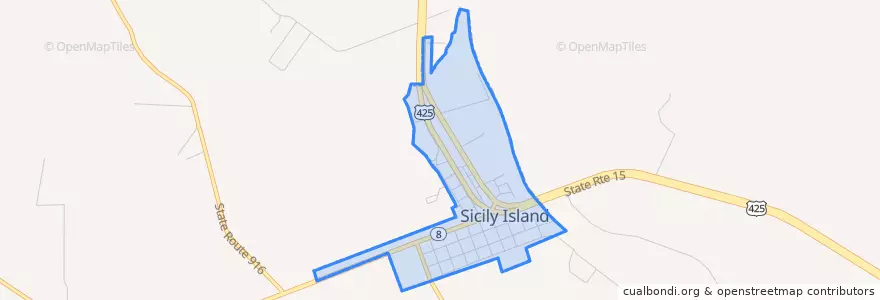 Mapa de ubicacion de Sicily Island.