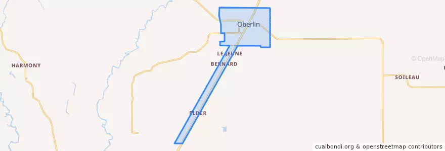 Mapa de ubicacion de Oberlin.