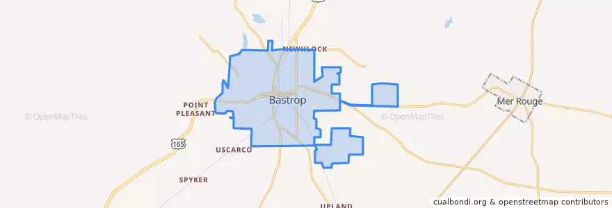 Mapa de ubicacion de Bastrop.