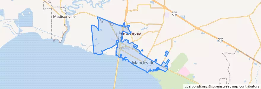 Mapa de ubicacion de Mandeville.
