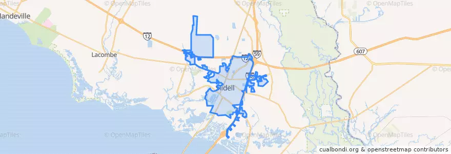Mapa de ubicacion de Slidell.