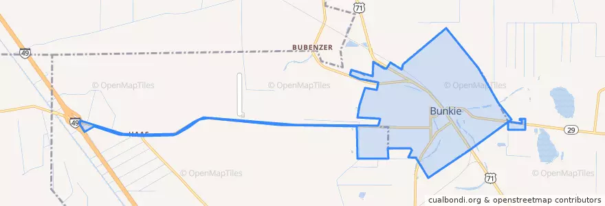 Mapa de ubicacion de Bunkie.