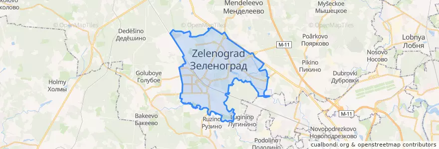 Mapa de ubicacion de Зеленоградский административный округ.