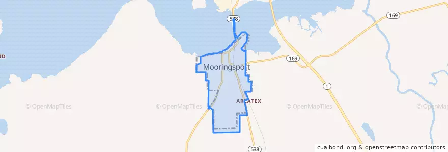 Mapa de ubicacion de Mooringsport.