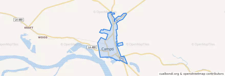 Mapa de ubicacion de Campti.