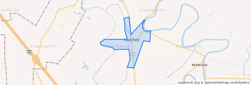 Mapa de ubicacion de Natchez.