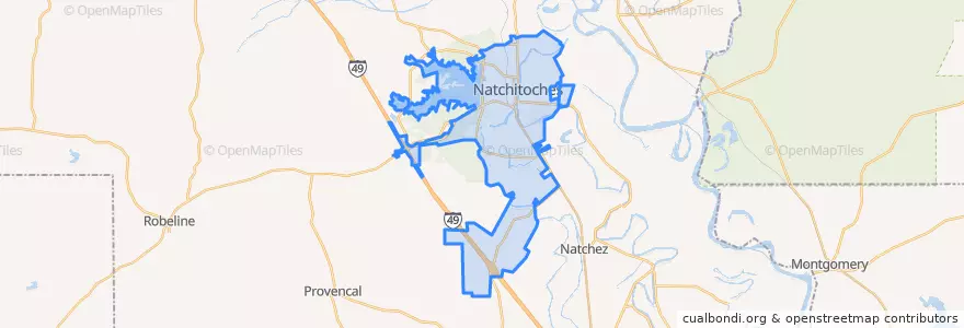 Mapa de ubicacion de Natchitoches.