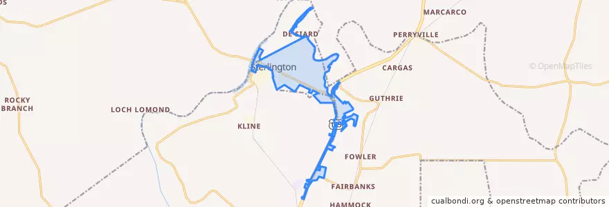 Mapa de ubicacion de Sterlington.