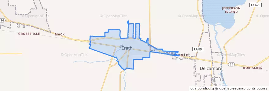Mapa de ubicacion de Erath.