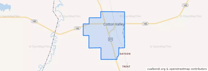 Mapa de ubicacion de Cotton Valley.