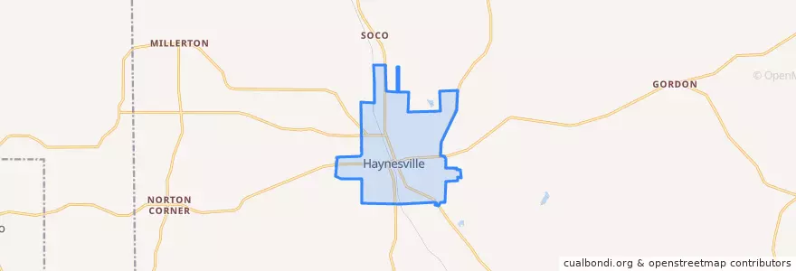 Mapa de ubicacion de Haynesville.