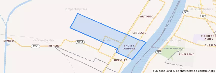 Mapa de ubicacion de Brusly.