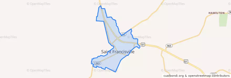 Mapa de ubicacion de St. Francisville.
